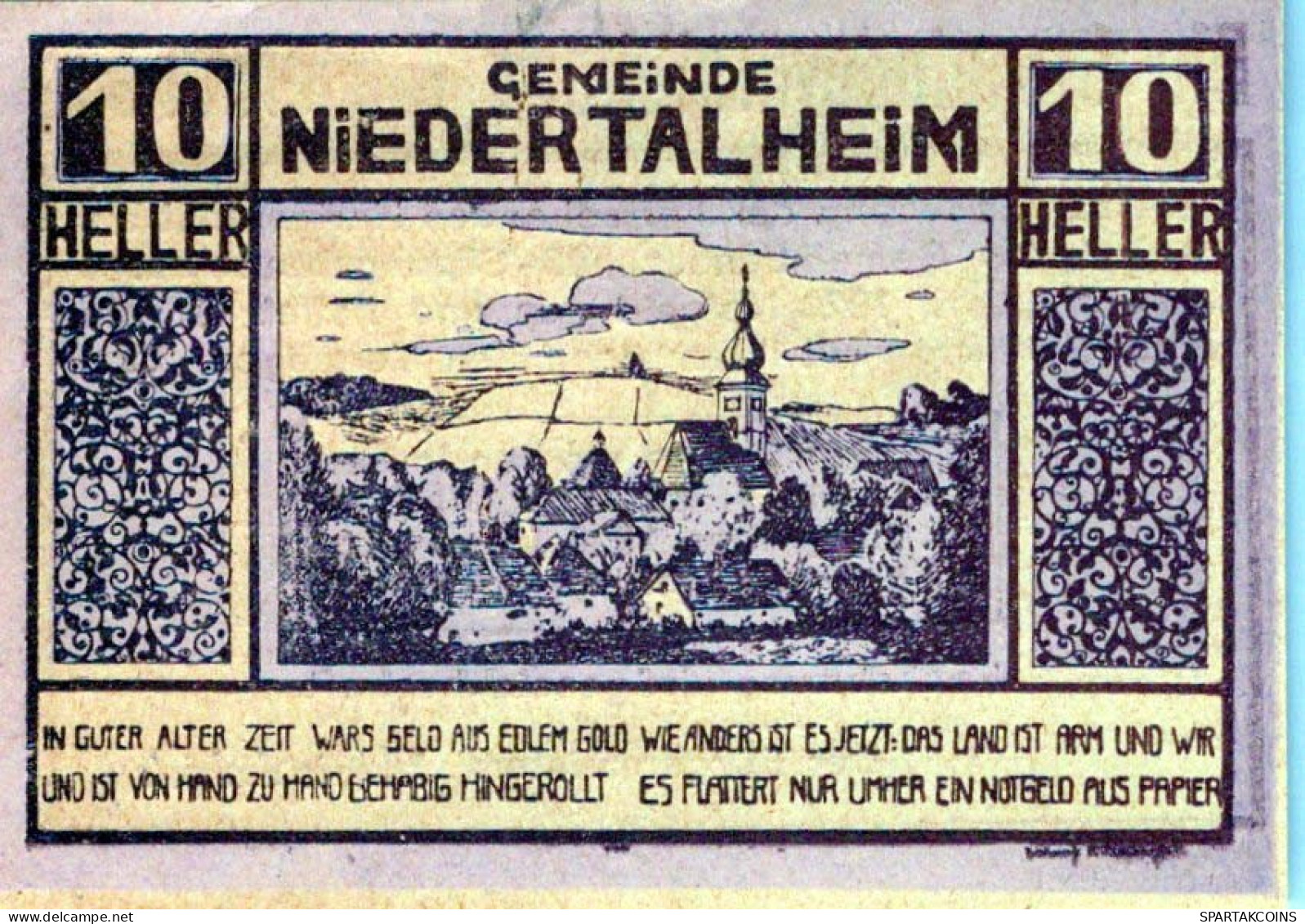 10 HELLER 1920 Stadt NIEDERTALHEIM Oberösterreich Österreich Notgeld #PJ246 - [11] Emissioni Locali