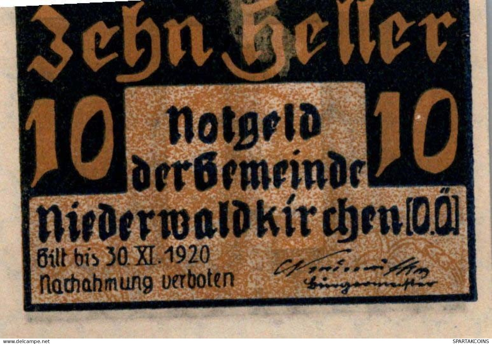 10 HELLER 1920 Stadt NIEDERWALDKIRCHEN Oberösterreich Österreich Notgeld #PI414 - [11] Local Banknote Issues