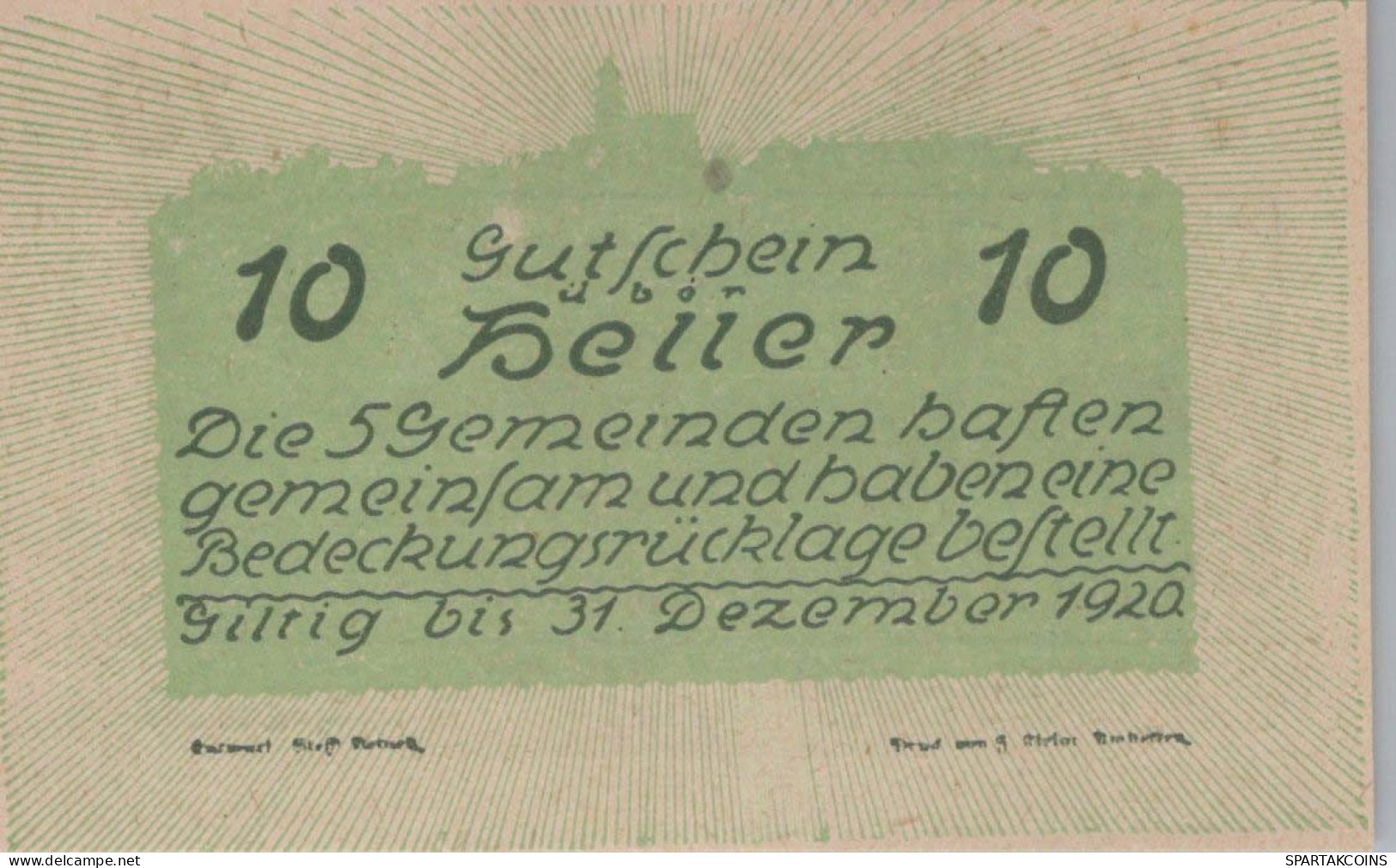 10 HELLER 1920 Stadt NEUSTADTL AN DER DONAU NABEGG JUDENHOF WINDPASSING AND KLEIN WOLFSTEIN Niedrigeren #PG967 - Lokale Ausgaben
