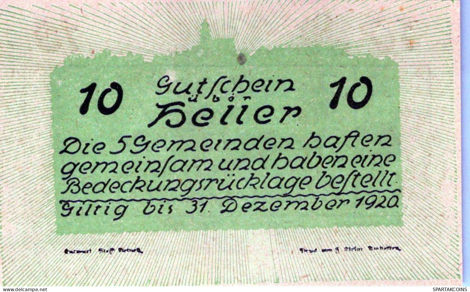 10 HELLER 1920 Stadt NEUSTADTL AN DER DONAU NABEGG JUDENHOF WINDPASSING AND KLEIN WOLFSTEIN Niedrigeren #PG967 - [11] Lokale Uitgaven