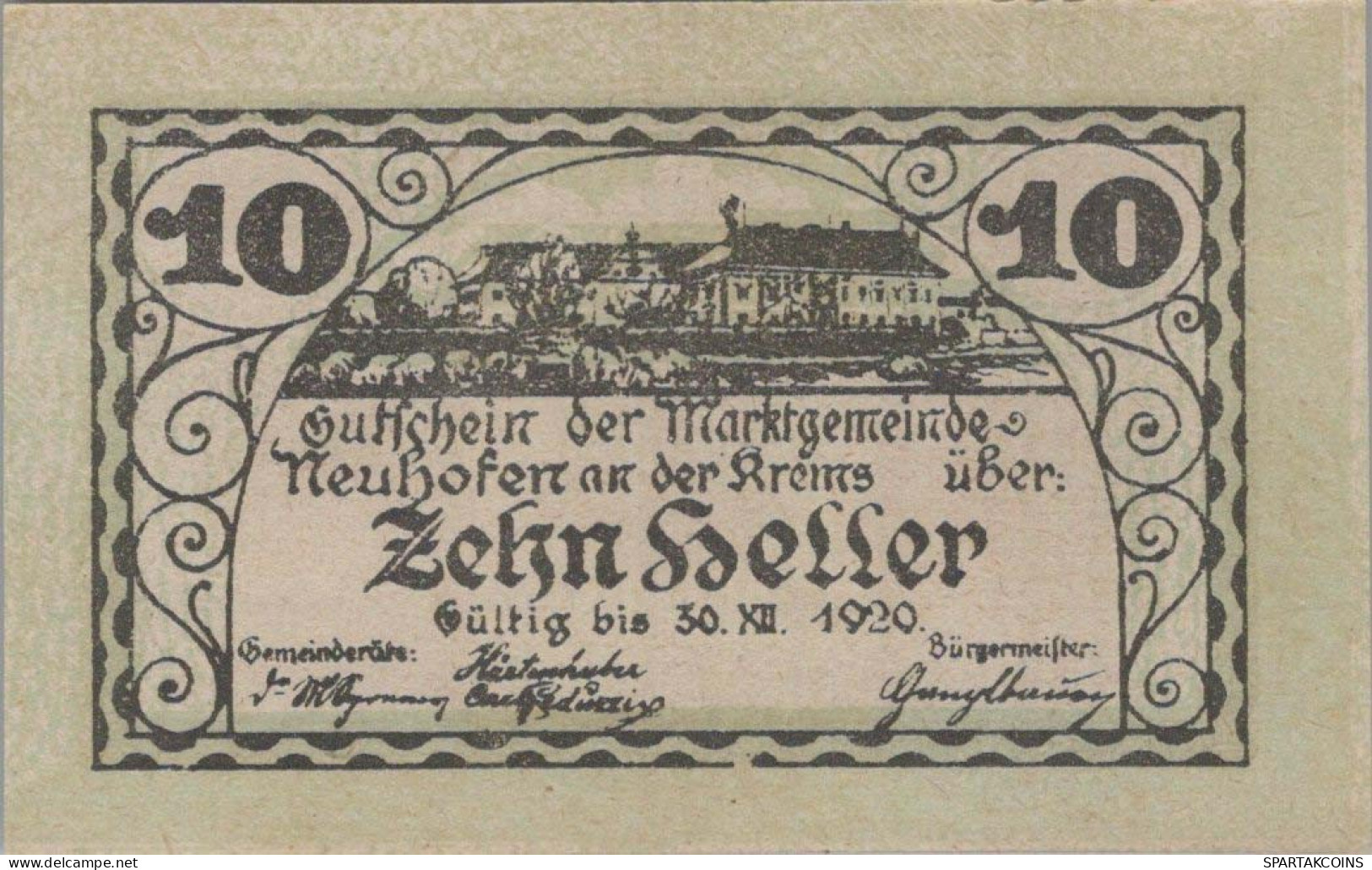10 HELLER 1920 Stadt NEUHOFEN AN DER KREMS Oberösterreich Österreich Notgeld Papiergeld Banknote #PG961 - Lokale Ausgaben