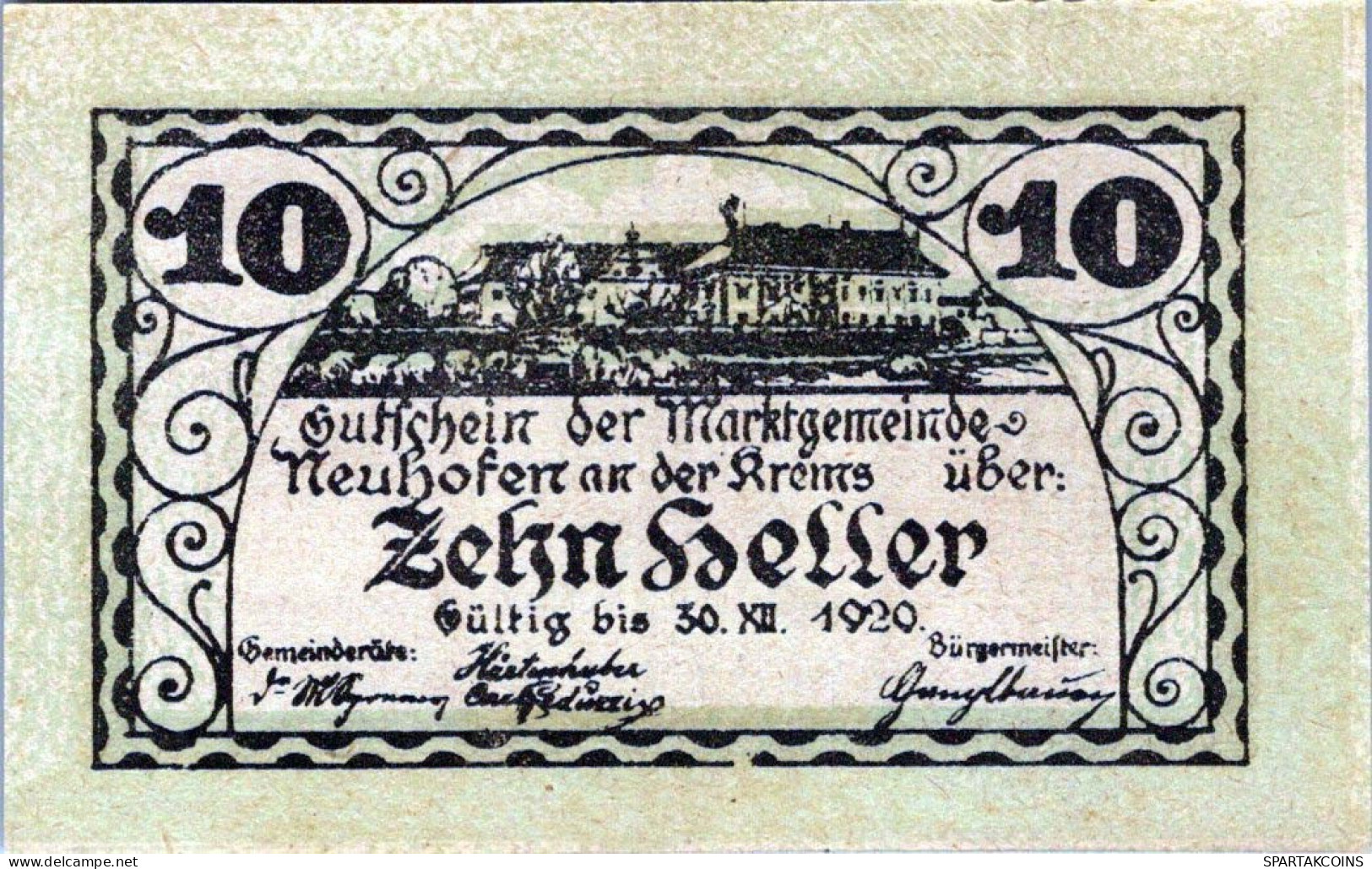 10 HELLER 1920 Stadt NEUHOFEN AN DER KREMS Oberösterreich Österreich Notgeld Papiergeld Banknote #PG961 - Lokale Ausgaben