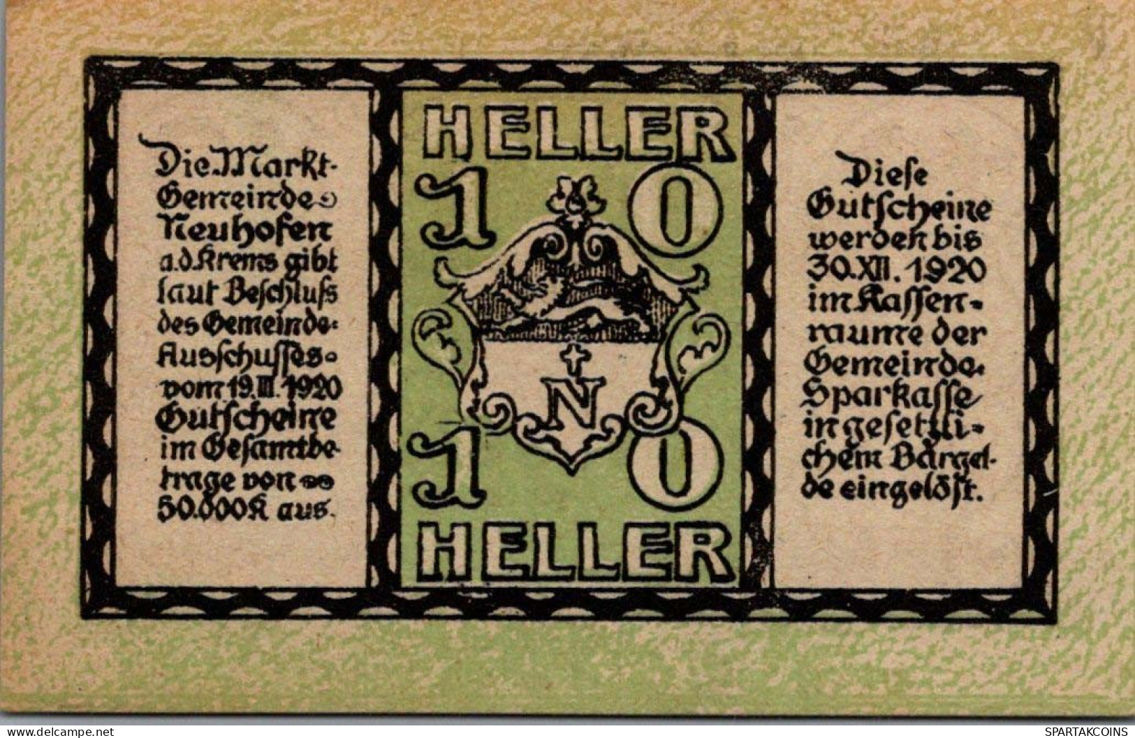 10 HELLER 1920 Stadt NEUHOFEN AN DER KREMS Oberösterreich Österreich UNC Österreich #PH474 - [11] Local Banknote Issues