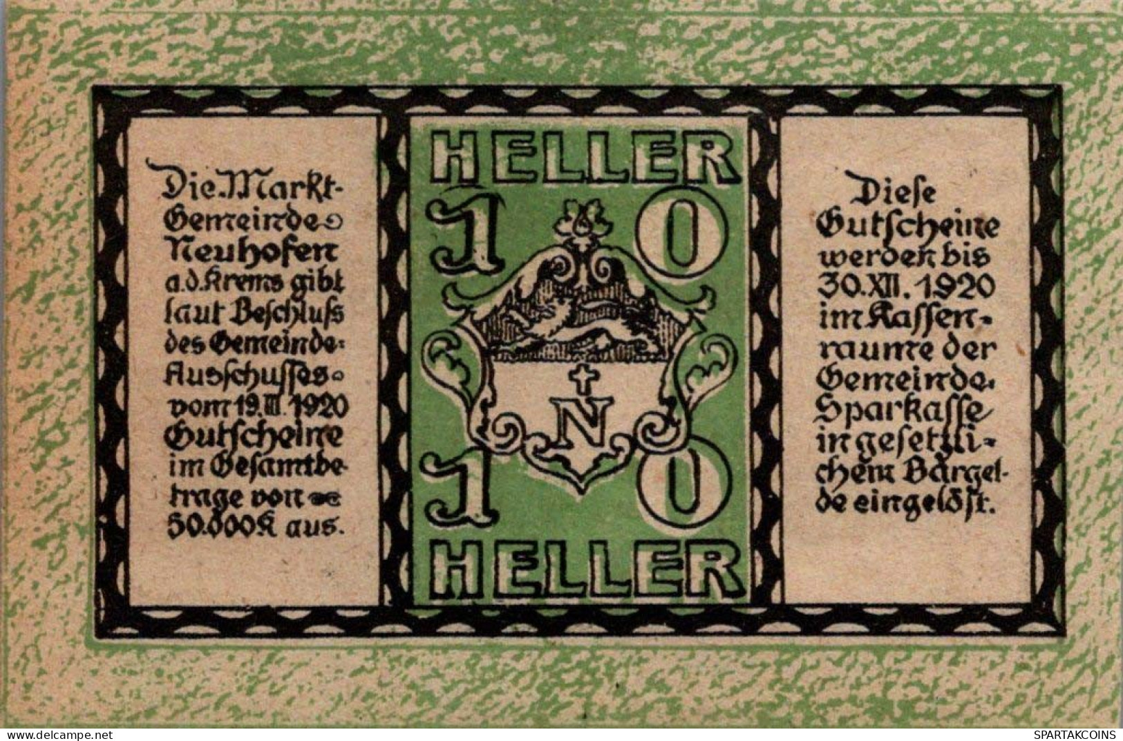 10 HELLER 1920 Stadt NEUHOFEN AN DER KREMS Oberösterreich Österreich #PE446 - Lokale Ausgaben