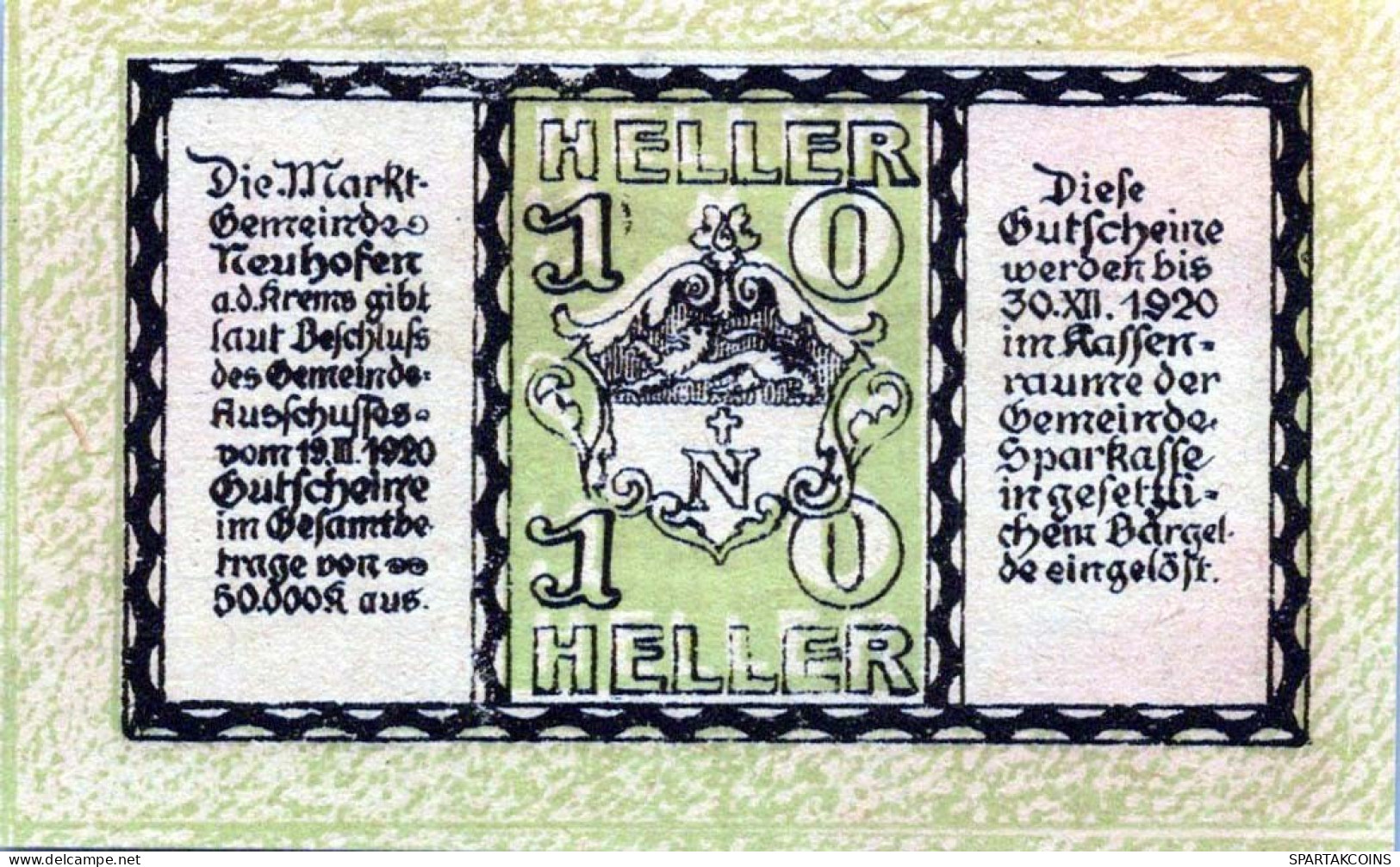 10 HELLER 1920 Stadt NEUHOFEN AN DER KREMS Oberösterreich Österreich #PE231 - Lokale Ausgaben