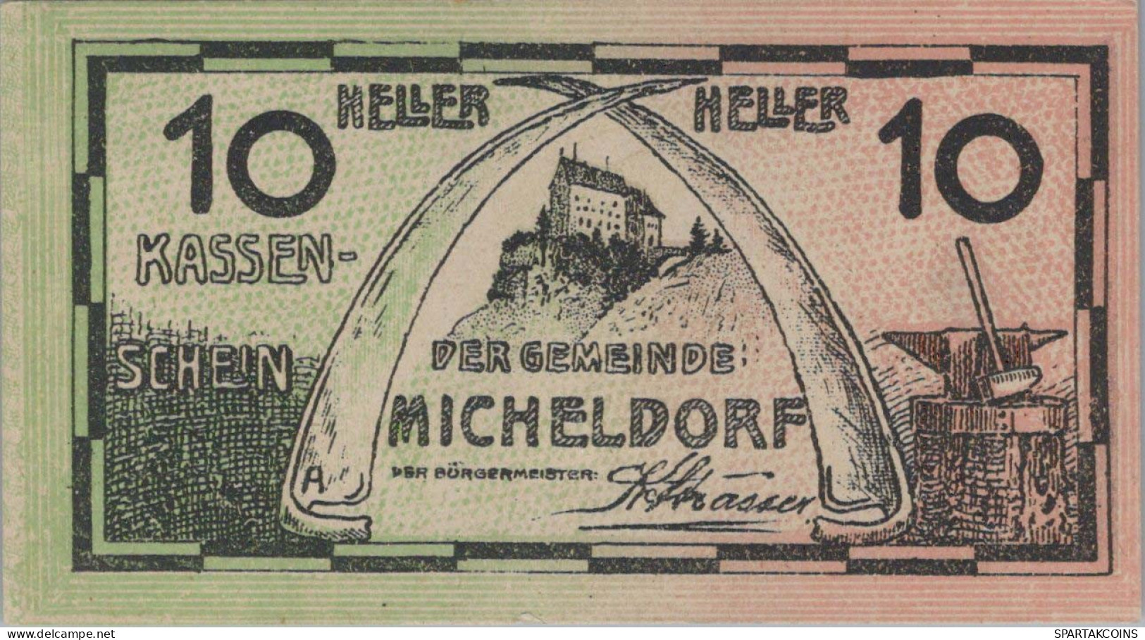10 HELLER 1920 Stadt MICHELDORF Oberösterreich Österreich Notgeld Papiergeld Banknote #PG955 - Lokale Ausgaben