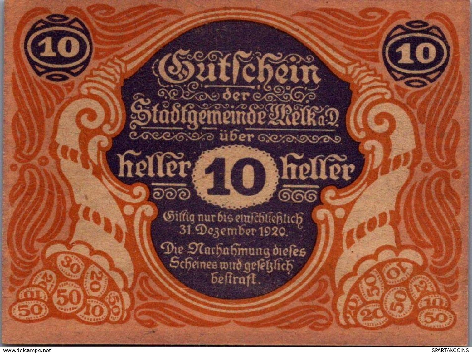 10 HELLER 1920 Stadt MELK Niedrigeren Österreich Notgeld Banknote #PD865 - [11] Emissioni Locali
