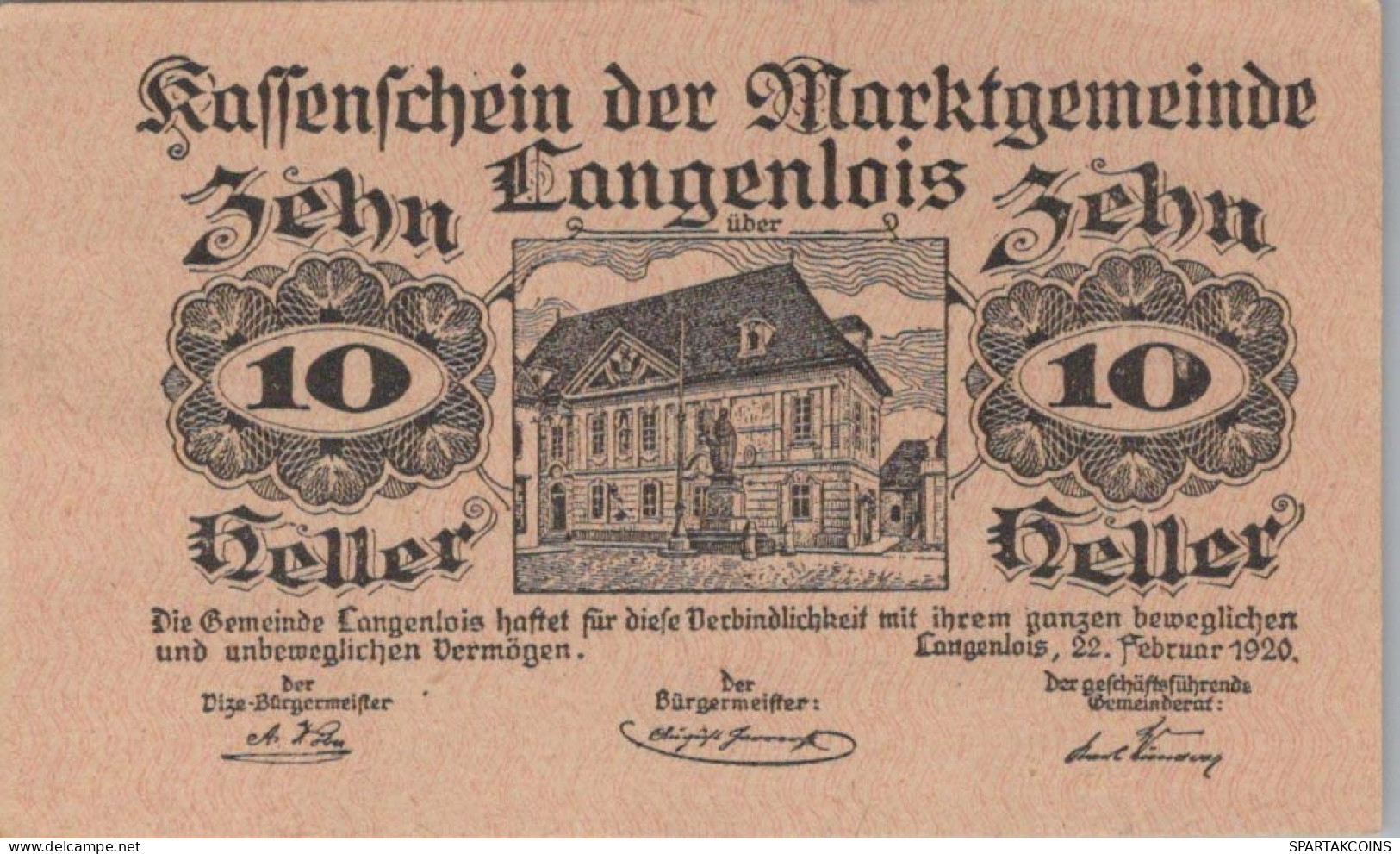 10 HELLER 1920 Stadt LANGENLOIS Niedrigeren Österreich Notgeld Papiergeld Banknote #PG601 - Lokale Ausgaben
