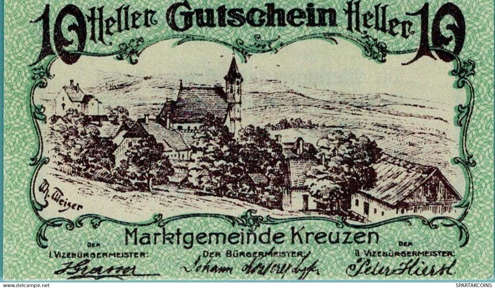 10 HELLER 1920 Stadt KREUZEN Oberösterreich Österreich Notgeld Papiergeld Banknote #PG778 - [11] Emissions Locales