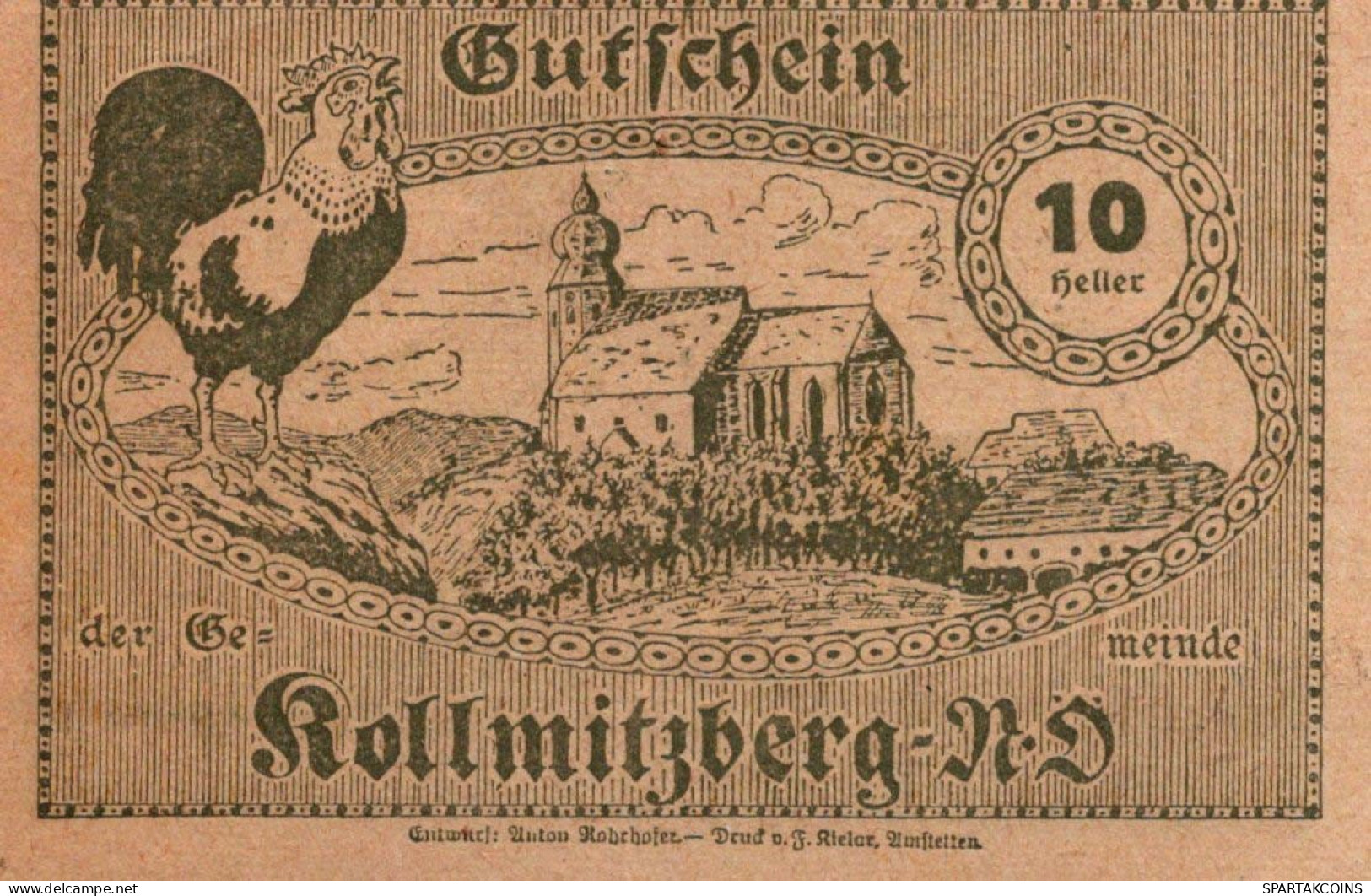 10 HELLER 1920 Stadt KOLLMITZBERG Niedrigeren Österreich Notgeld #PD722 - [11] Local Banknote Issues