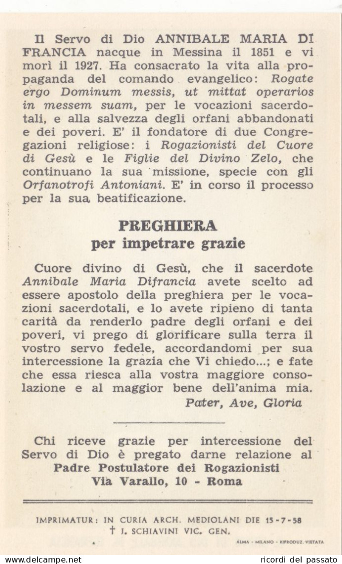 Santino Il Servo Di Dio Annibale M.di Francia - Andachtsbilder