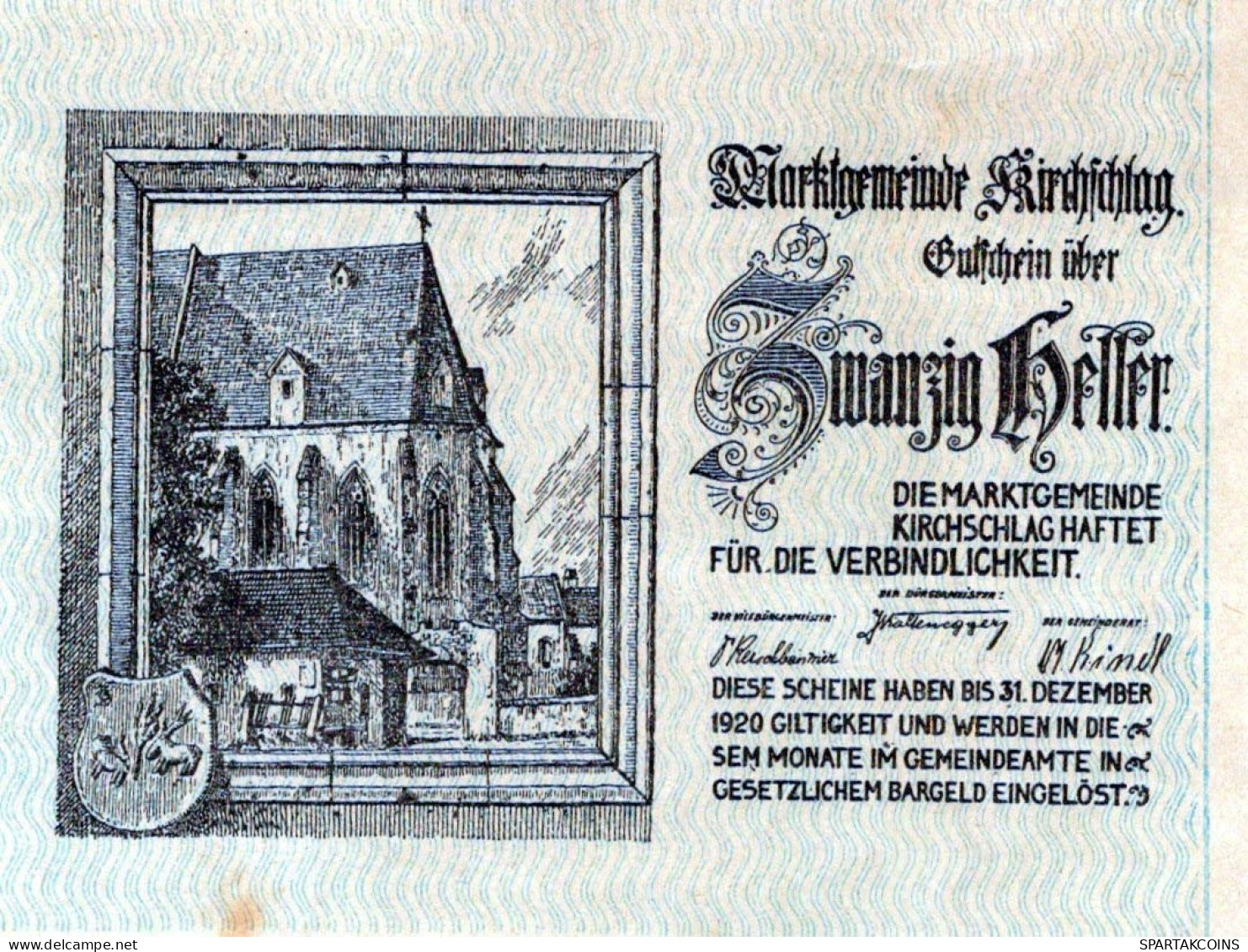 10 HELLER 1920 Stadt KIRCHSCHLAG Niedrigeren Österreich Notgeld #PD719 - [11] Emissioni Locali