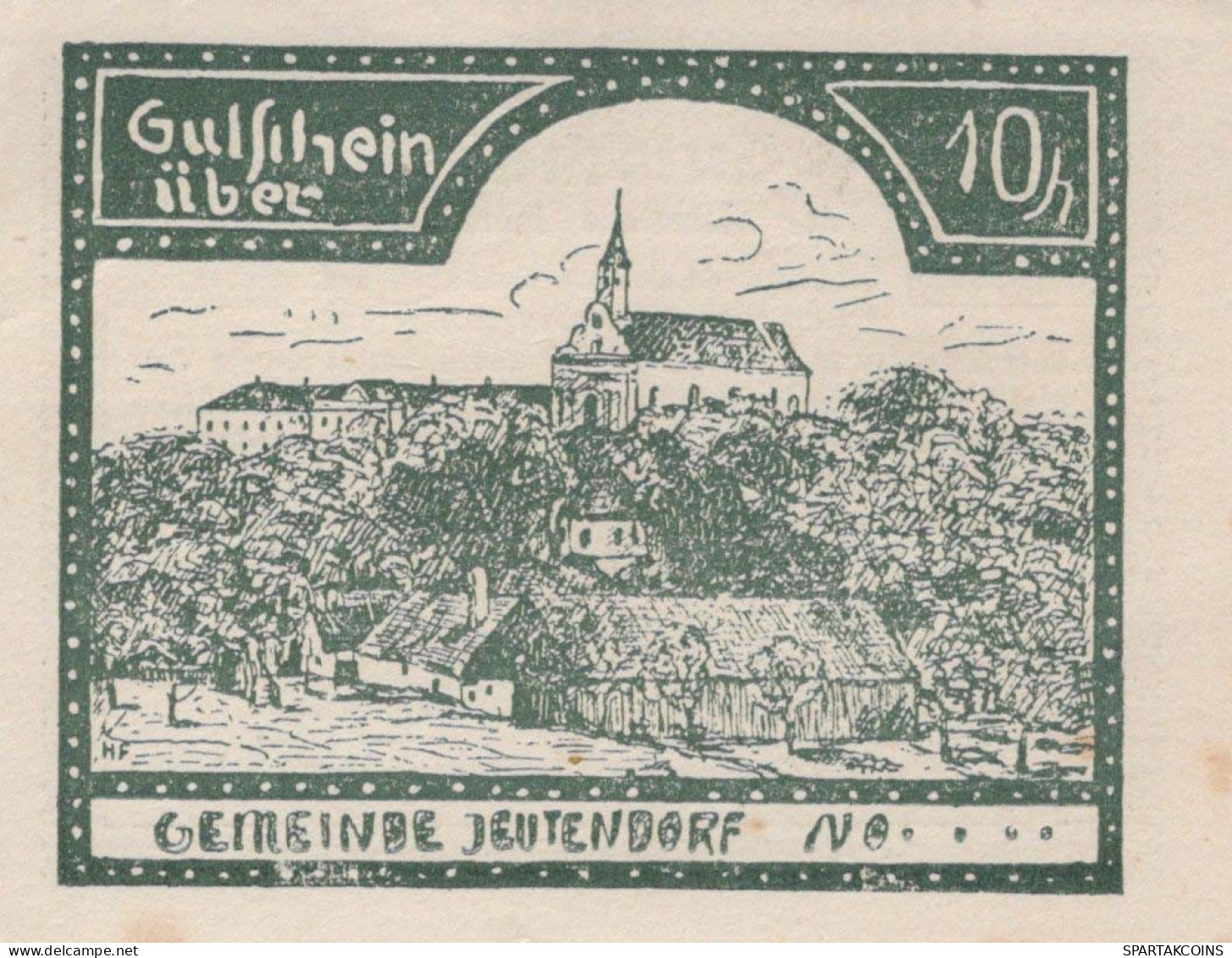 10 HELLER 1920 Stadt JEUTENDORF Niedrigeren Österreich Notgeld #PD634 - [11] Lokale Uitgaven