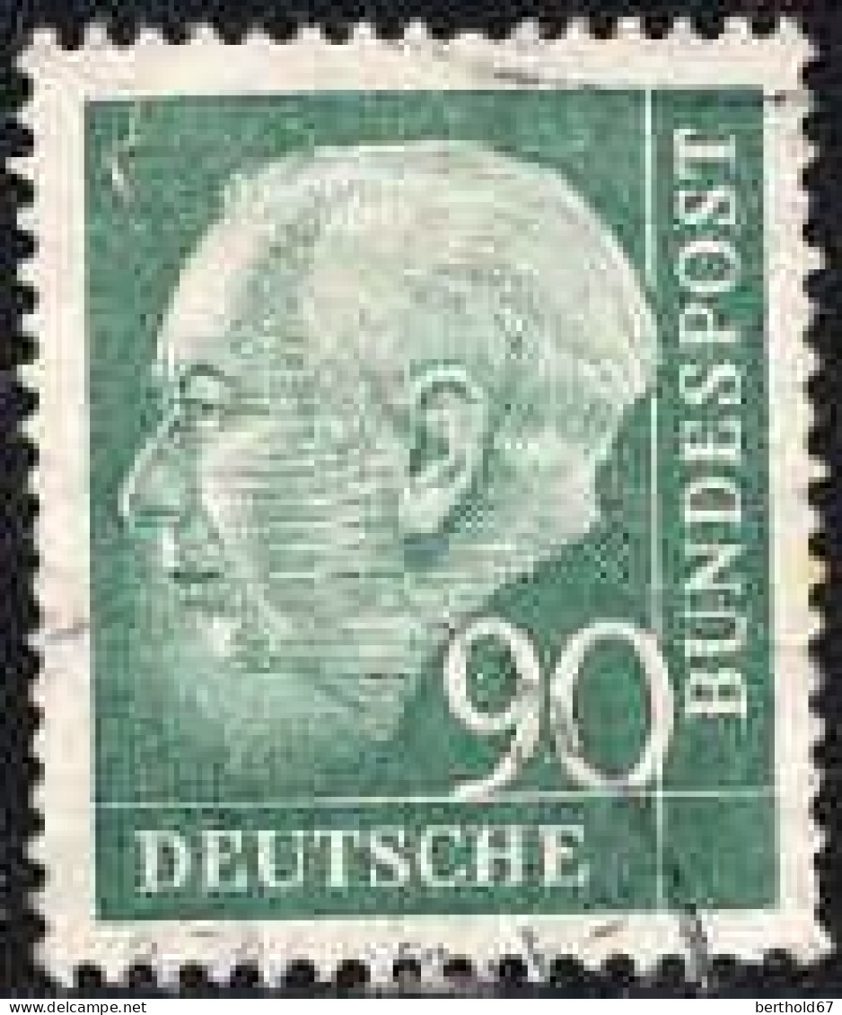 RFA Poste Obl Yv: 125A/128B Theodor Heuss Papier blanc (cachet rond)