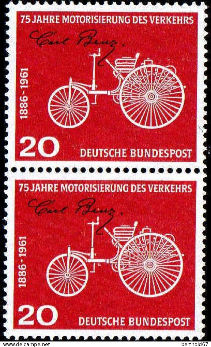 RFA Poste N** Yv: 235/236 75.Anniversaire De L'Automobile (Paire) - Unused Stamps