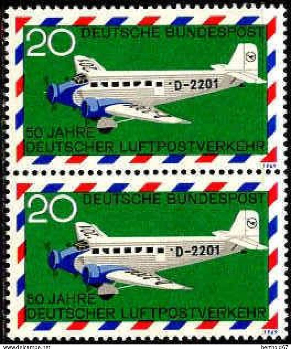 RFA Avion N** Yv:1/2 60.Jahre Deutscher Luftpostverkehr Paire - Unused Stamps