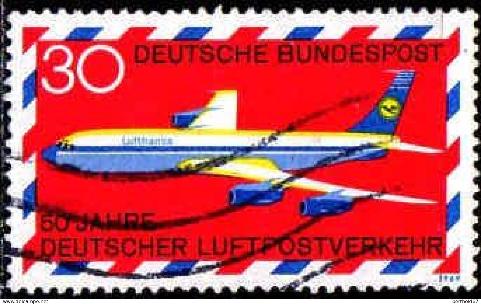 RFA Avion Obl Yv:1/2 60.Jahre Deutscher Luftpostverkehr (TB Cachet Rond) - Used Stamps