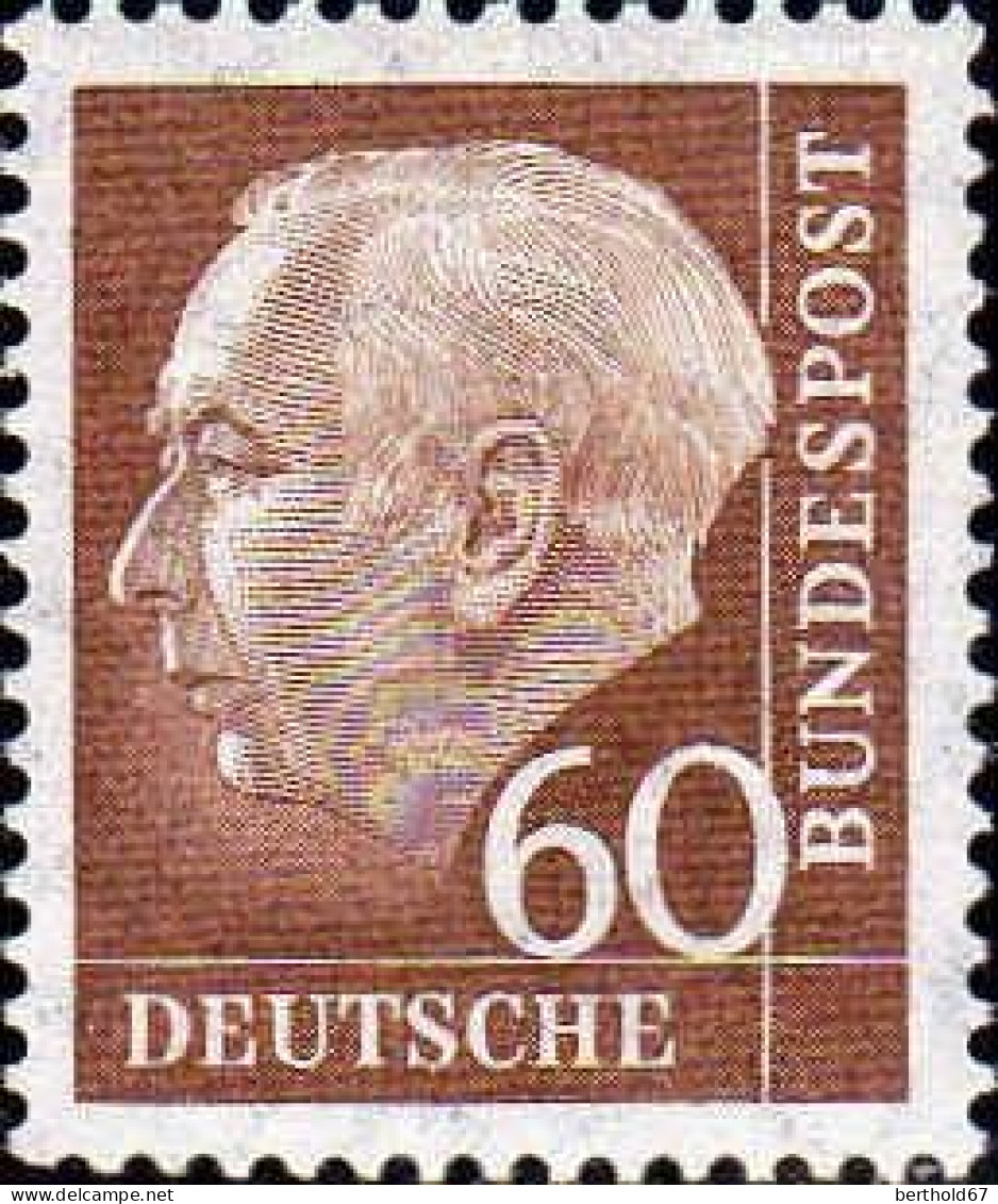 RFA Poste N** Yv: 125A/128B Theodor Heuss Papier Blanc - Neufs