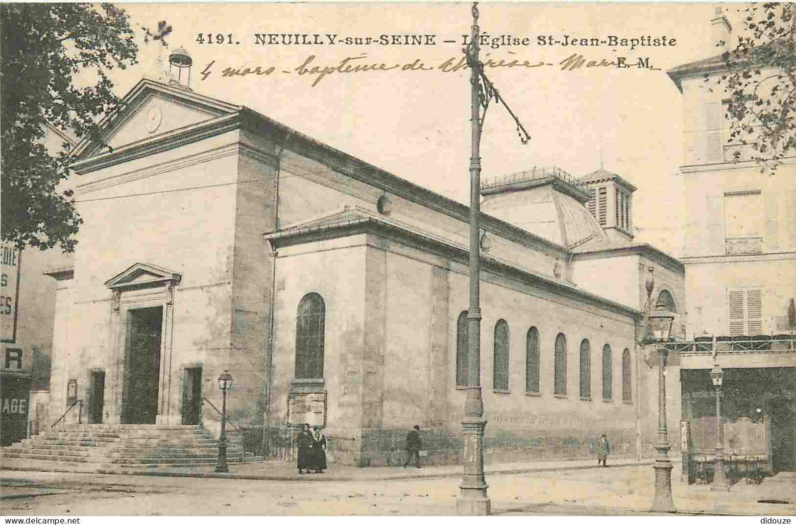 92 - Neuilly Sur Seine - Eglise Saint Jean Baptiste - Animée - Correspondance - CPA - Voir Scans Recto-Verso - Neuilly Sur Seine