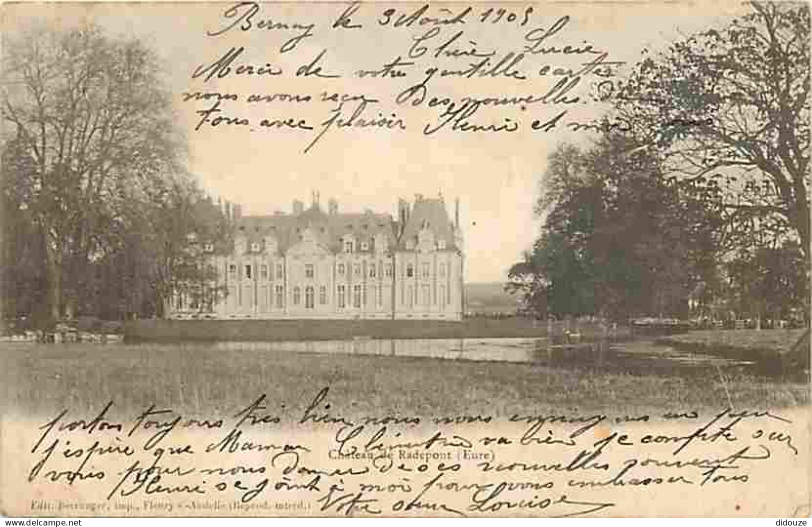 27 - Radepont - Le Château - Correspondance - Oblitération Ronde De 1905 - Précurseur - CPA - Voir Scans Recto-Verso - Sonstige & Ohne Zuordnung