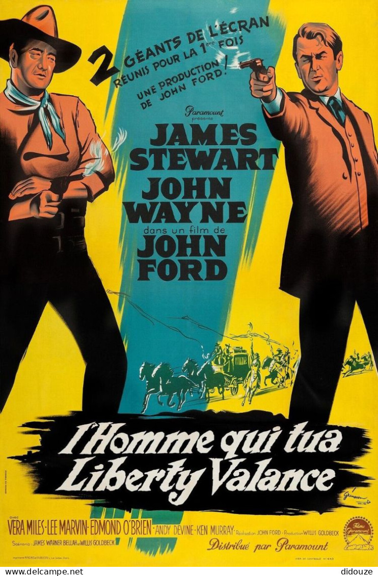 Cinema - L'homme Qui Tua Liberty Valance - James Stewart - John Wayne - Illustration Vintage - Affiche De Film - CPM - C - Affiches Sur Carte