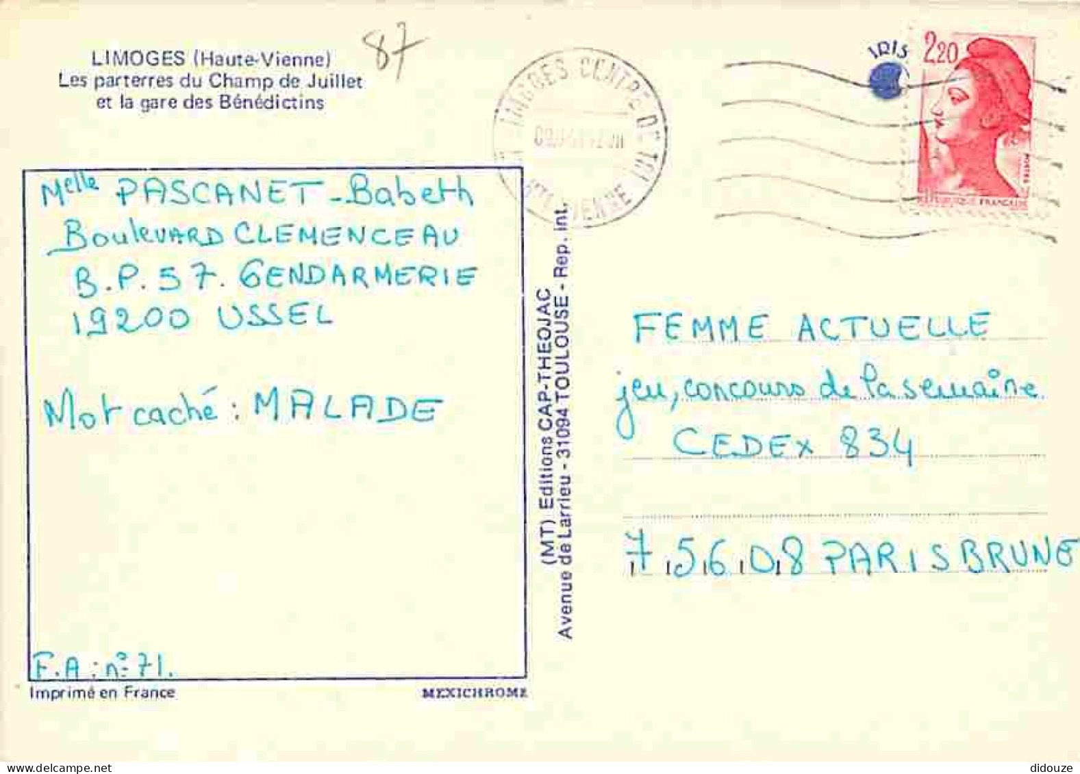 87 - Limoges - La Gare Des Bénédictins - Les Parterres Du Champ De Juillet - CPM - Voir Scans Recto-Verso - Limoges