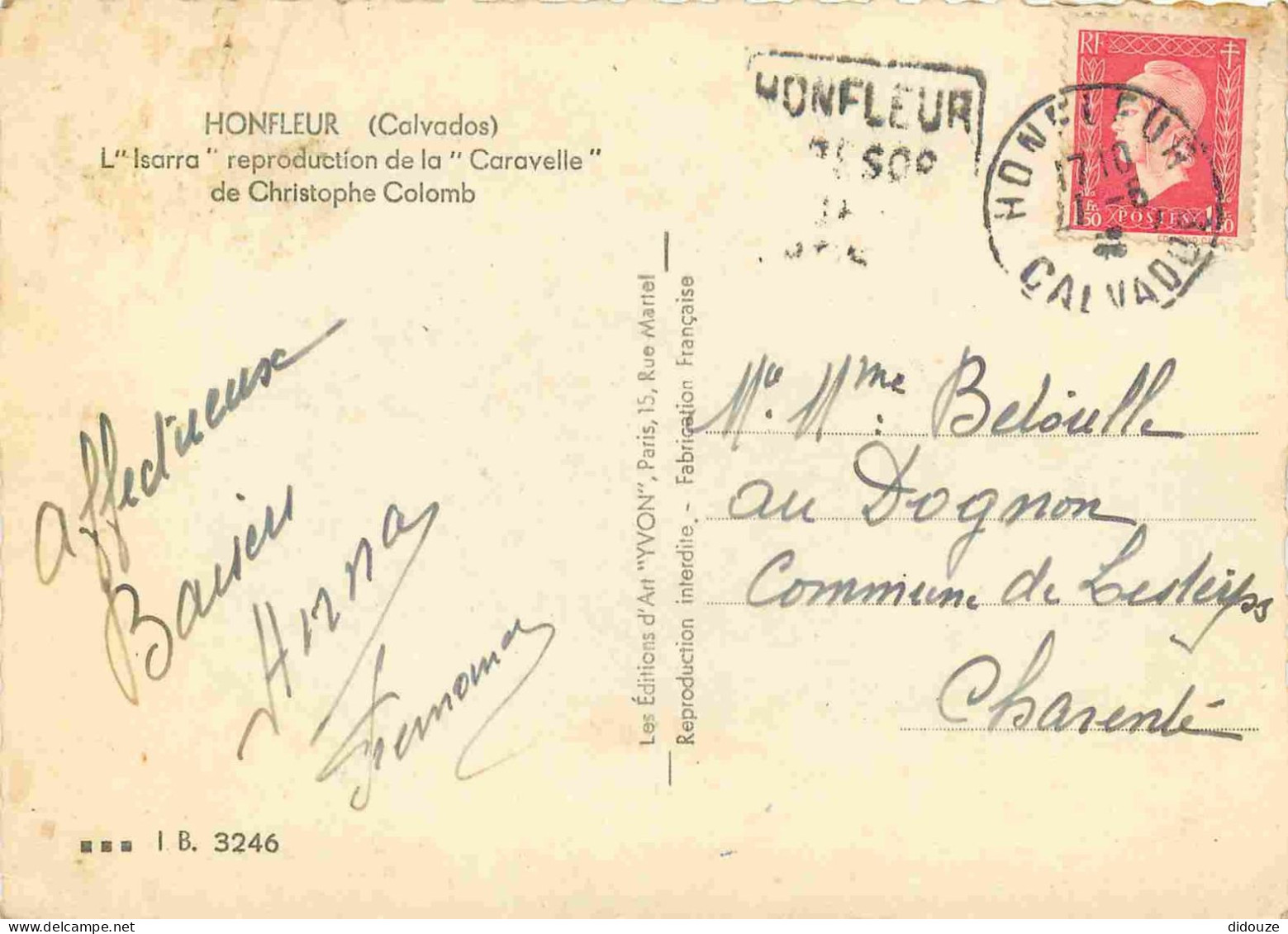 14 - Honfleur - L'lsarra Reprodufctlon De La Caravelle De Christophe Colomb - Bateaux - Carte Dentelée - CPSM Grand Form - Honfleur