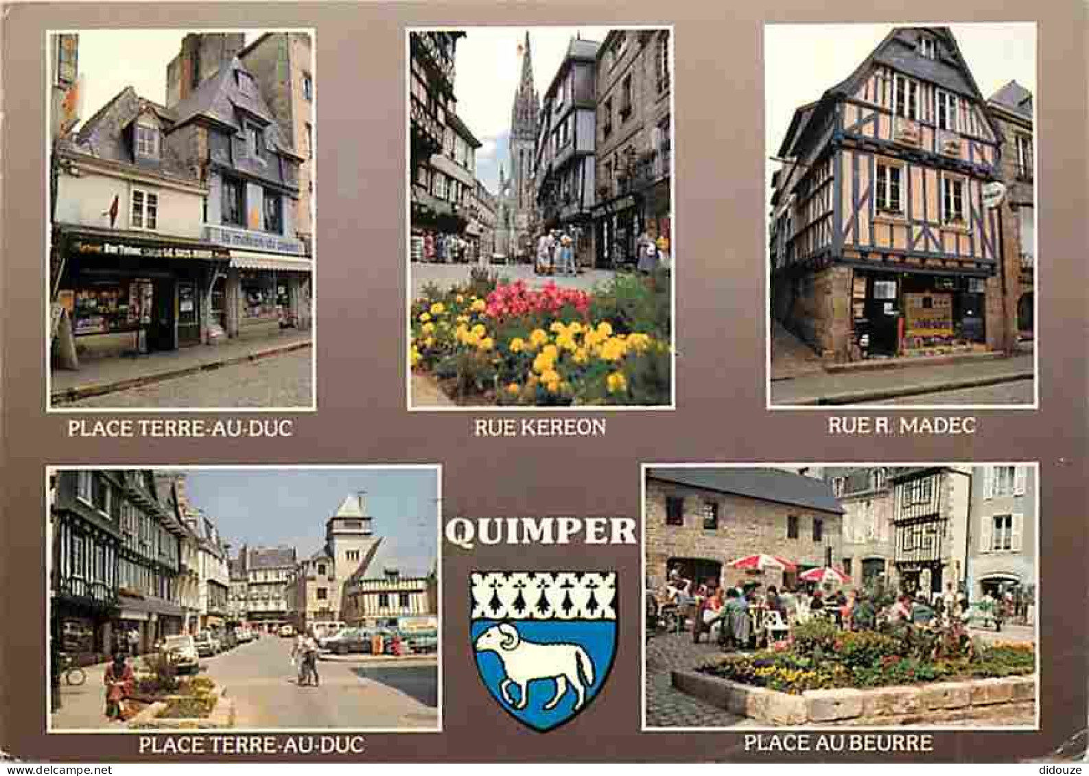 29 - Quimper - Multivues - Automobiles - Blasons - Fleurs - Voir Scans Recto Verso  - Quimper