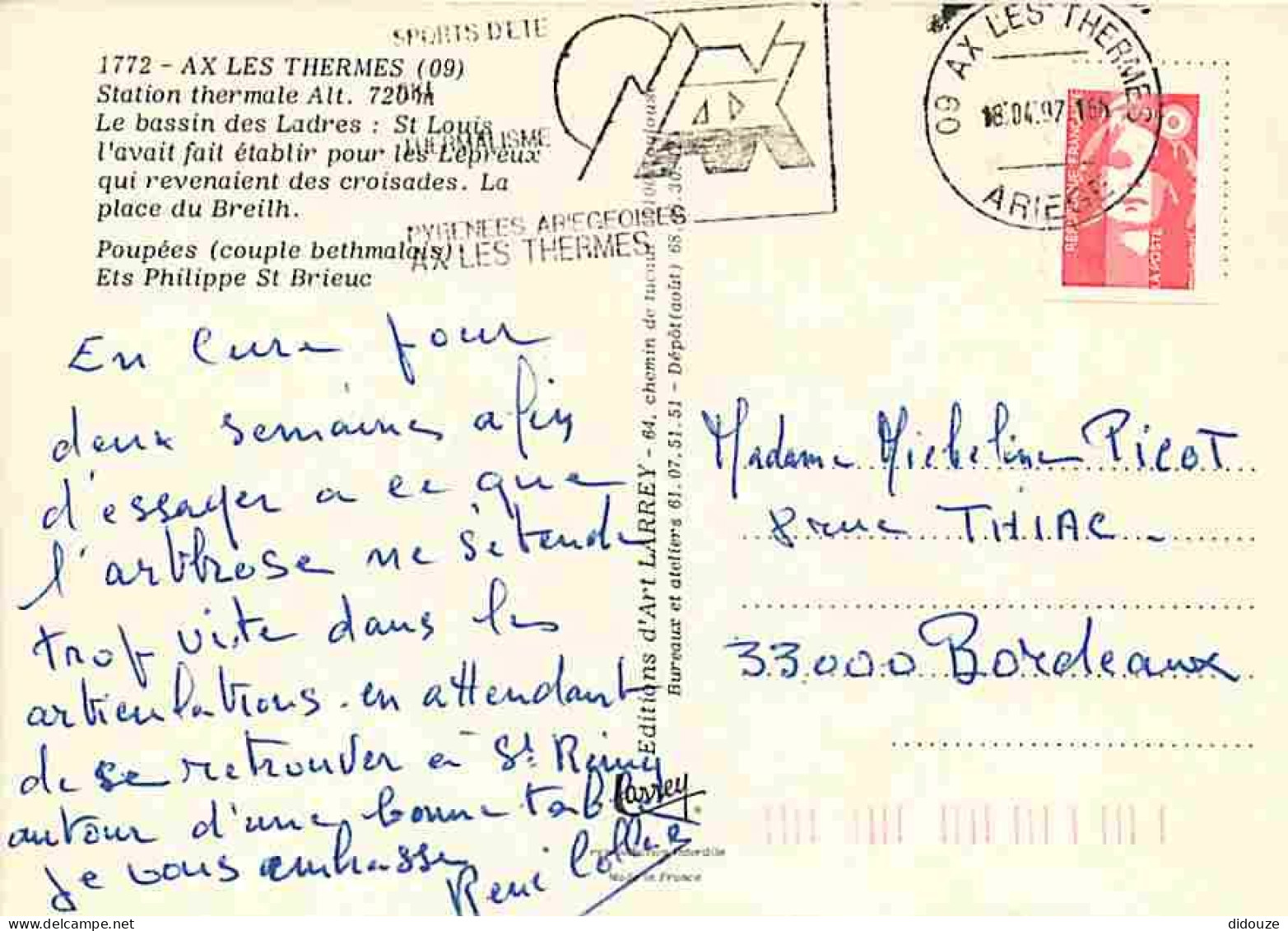 09 - Ax Les Thermes - Multivues - Poupées Couple Bethamalais - Flamme Postale De Ax Les Thermes - CPM - Voir Scans Recto - Ax Les Thermes