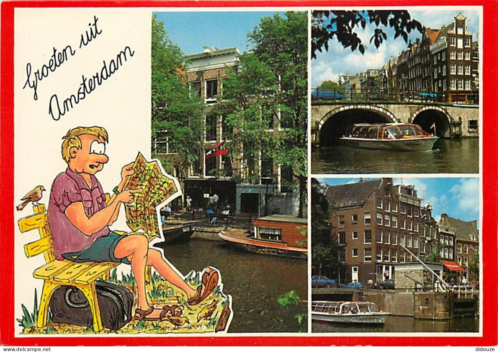 Pays-Bas - Nederland - Amsterdam - Multivues - Carte Géographique Au Verso - Plan De La Ville - CPM - Voir Scans Recto-V - Amsterdam