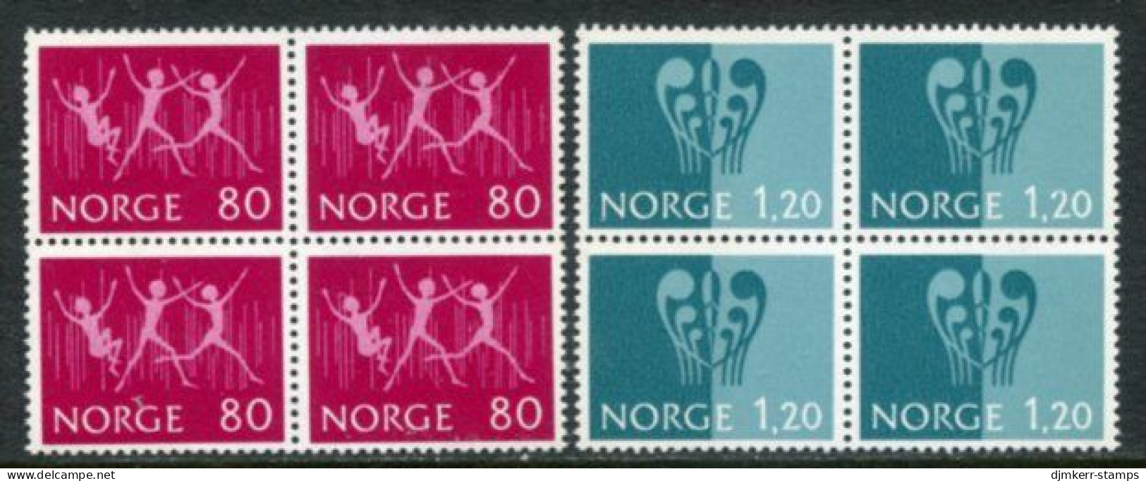 NORWAY 1972 INTERJUNEX Exhibition Blocks Of 4 MNH / **.  Michel 645-46 - Unused Stamps