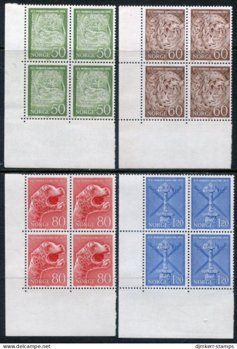 NORWAY 1972 1100th Anniversary Of  Foundation Blocks Of 4 MNH / **.  Michel 638-42 - Unused Stamps