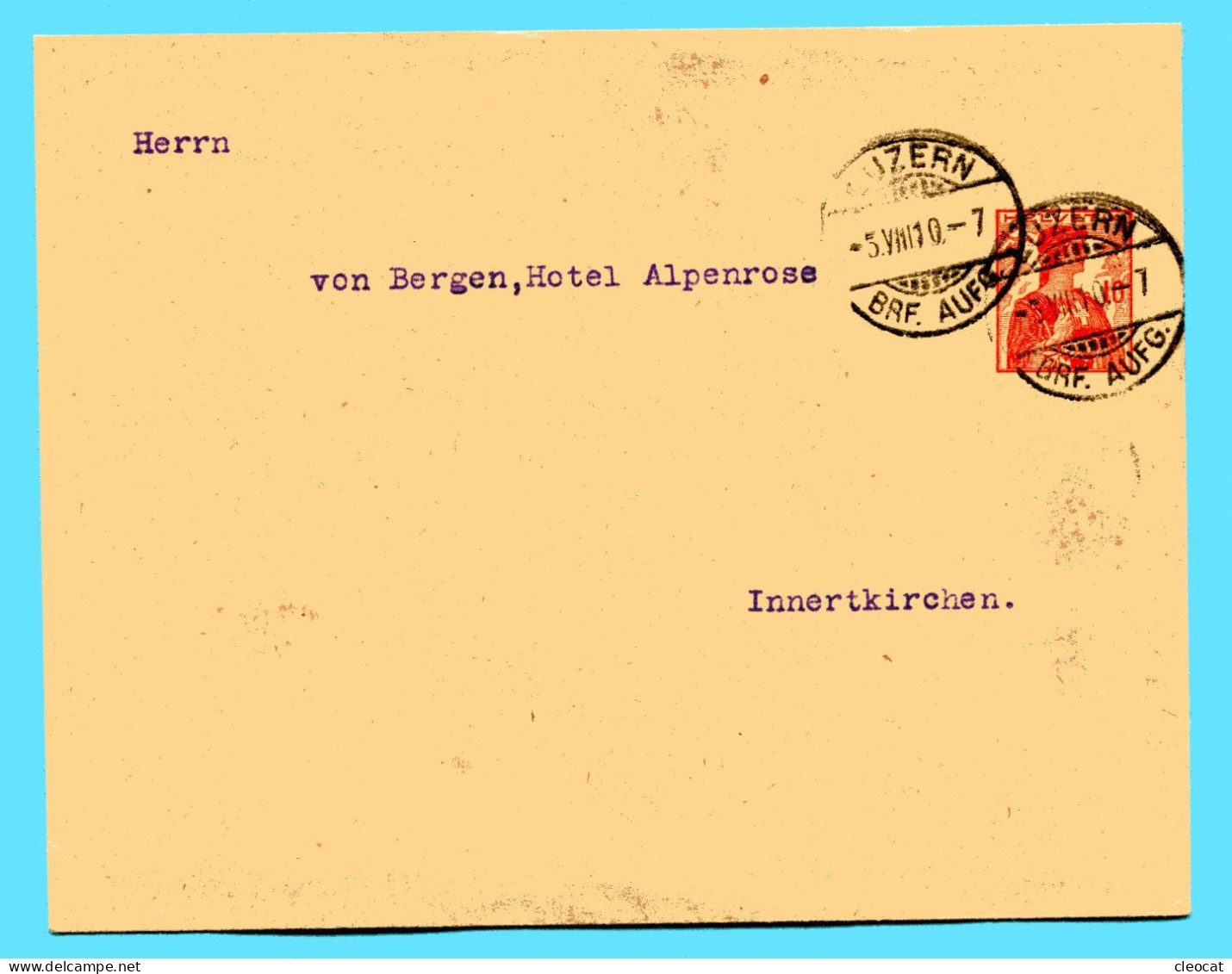 Ganzsache Luzern 1910 - Absender: Dillier-Wyss - Postwaardestukken