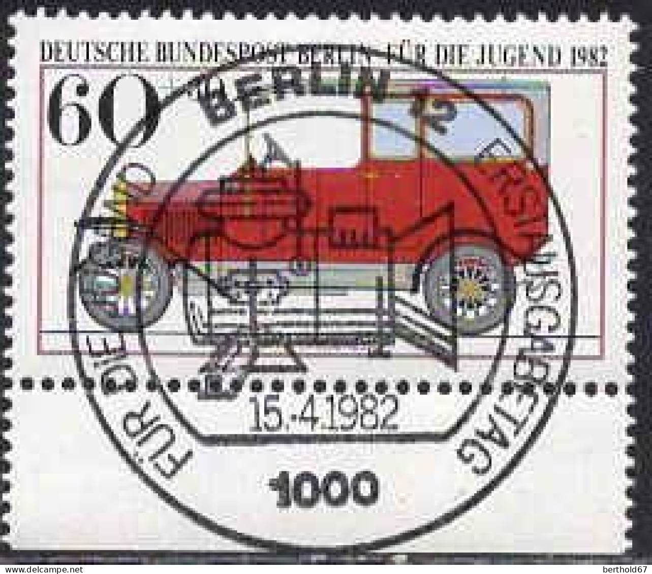 Berlin Poste Obl Yv:621/624 Pour La Jeunesse Voitures Anciennes Bord De Feuille (TB Cachet à Date) - Gebraucht