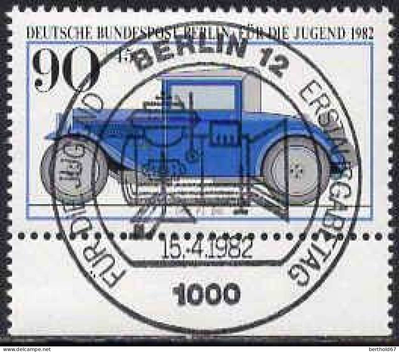 Berlin Poste Obl Yv:621/624 Pour La Jeunesse Voitures Anciennes Bord De Feuille (TB Cachet à Date) - Used Stamps