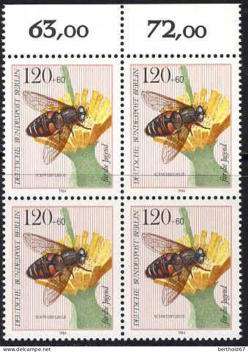 Berlin Poste N** Yv:673/676 Pour La Jeunesse Insectes (Bloc De 4) - Unused Stamps
