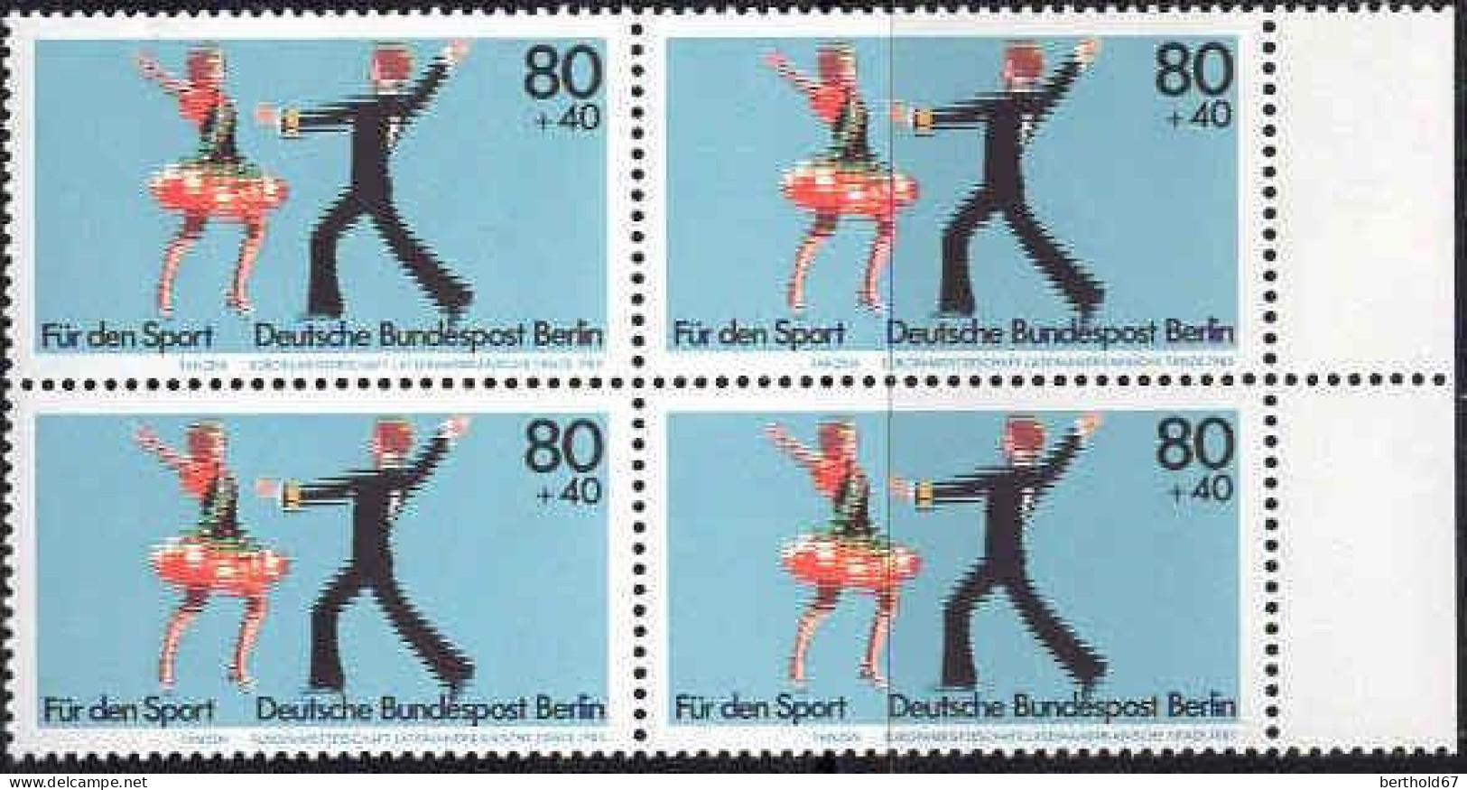 Berlin Poste N** Yv:659/660 Pour Le Sport Danse & Hockey Sur Glace (Bloc De 4) - Unused Stamps