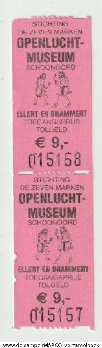Carte D'entrée-toegangskaart-ticket: Stichting De Zeven Marken Openlucht Museum Schoonoord (NL) - Toegangskaarten