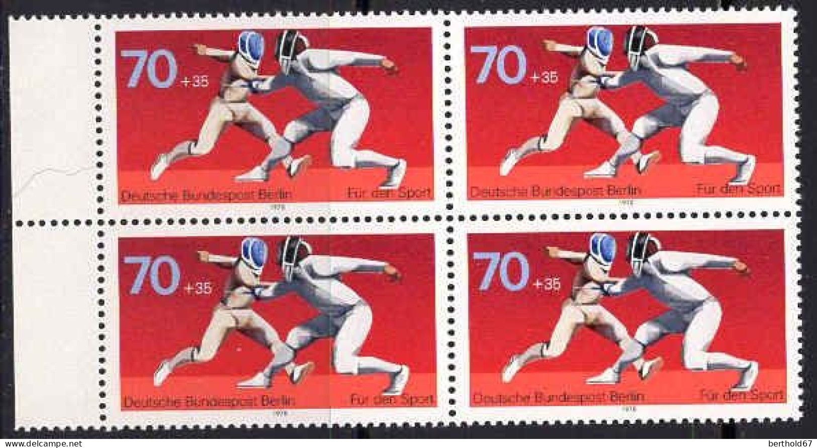 Berlin Poste N** Yv:528/529 Pour Le Sport Cyclisme & Escrime (Bloc De 4) - Neufs