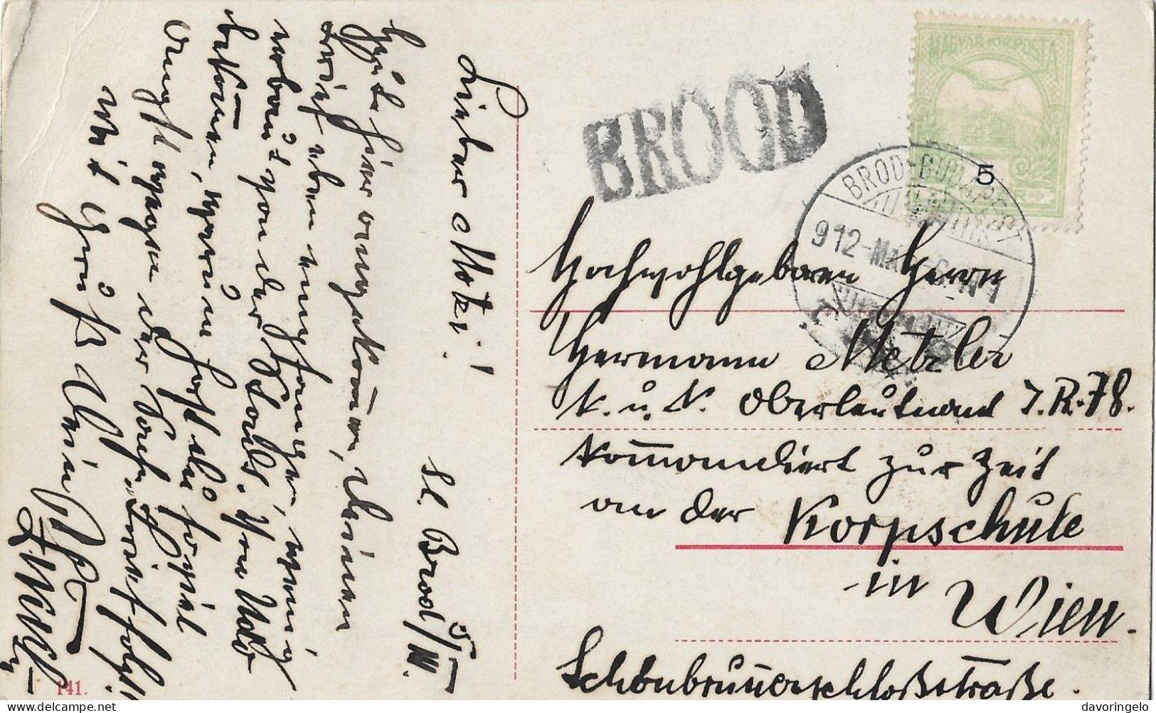 Bosnia-Herzegovina/Austria-Hungary/Croatia, Picture Postcard-year 1912, Rare Cancel "BROOD" - Bosnie-Herzegovine