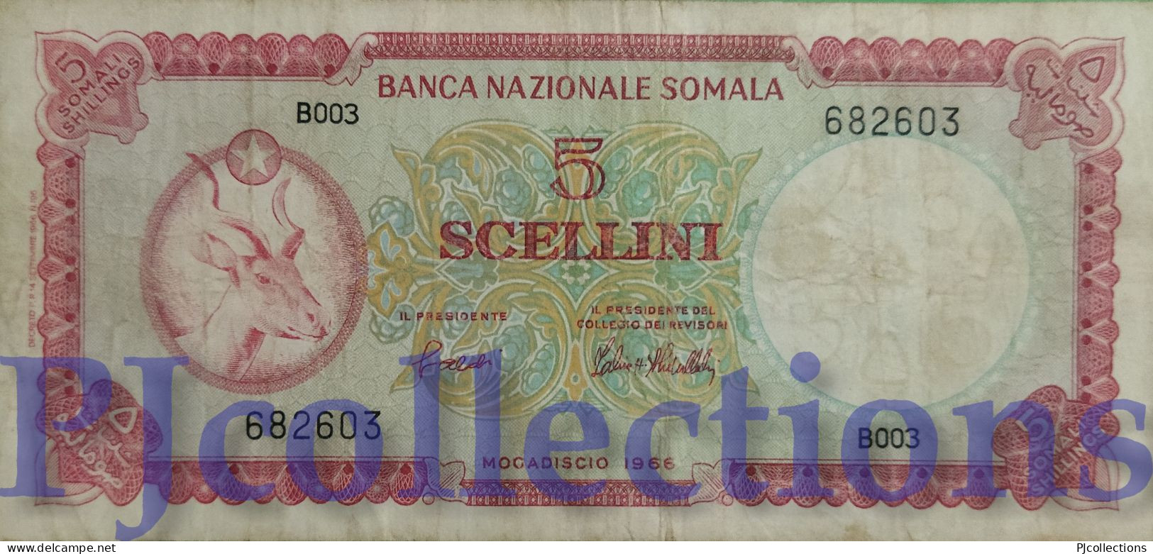 SOMALIA 5 SCELLINI 1966 PICK 5a AVF - Somalie