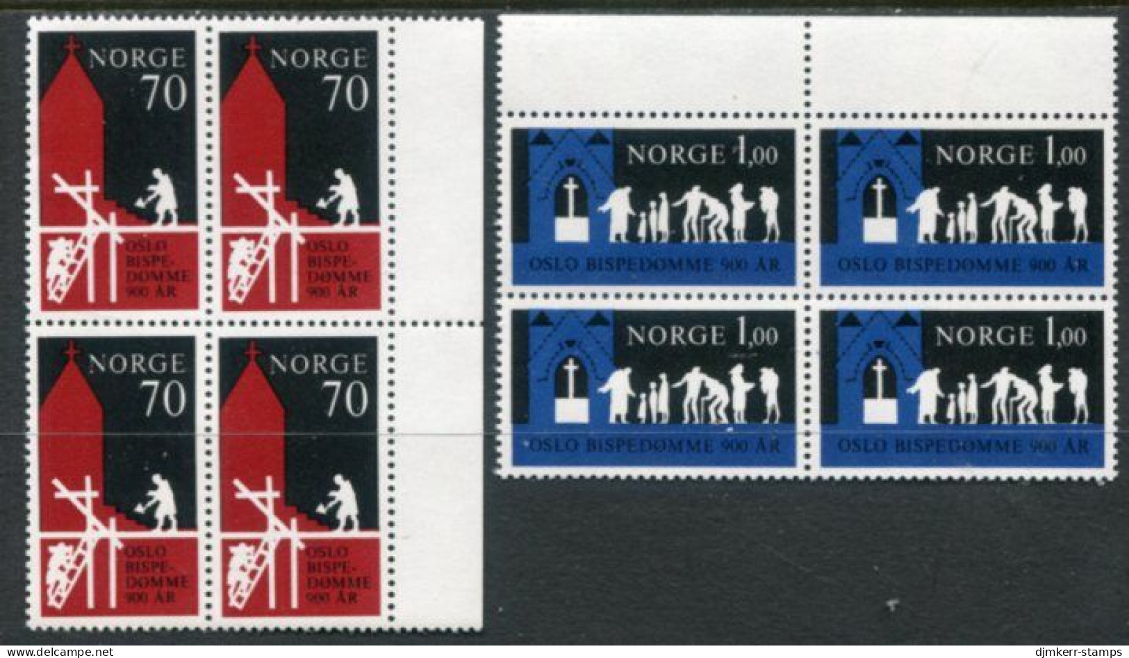 NORWAY 1971 900th Anniversary Of Oslo Bishopric Blocks Of 4 MNH / **.  Michel 627-28 - Unused Stamps