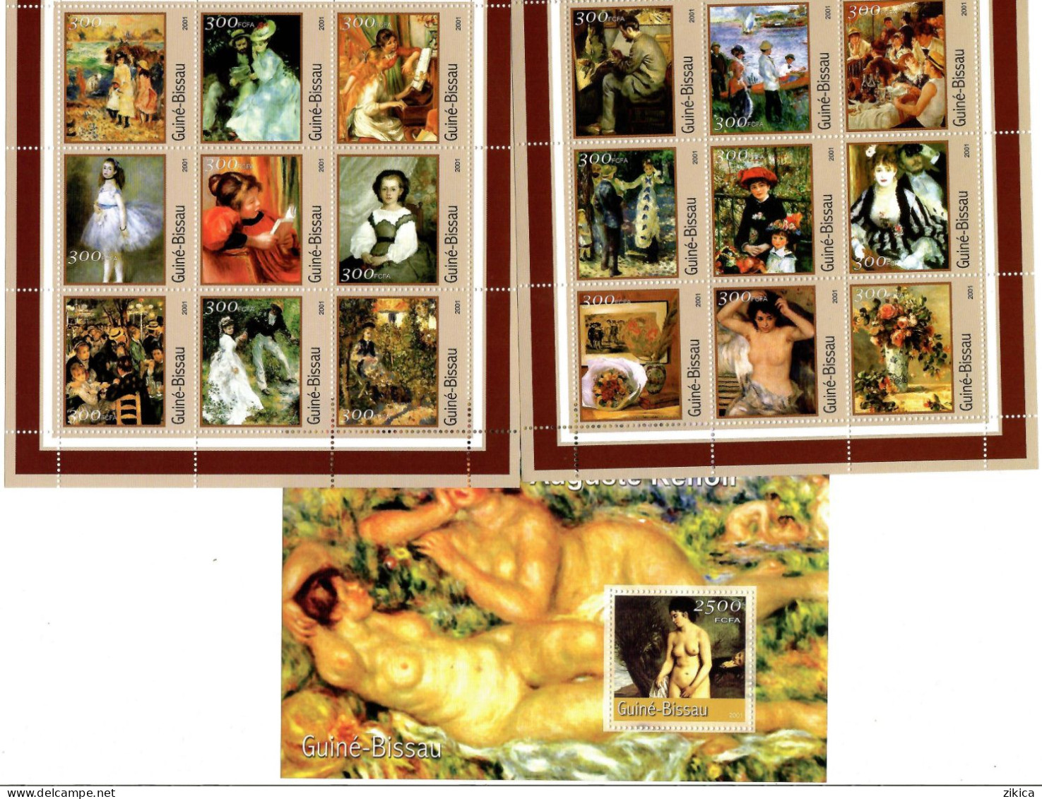 Guinea-Bissau 2001 - 2001 Paintings,Pierre-Auguste Renoir French Artist,France,2 M/S And S/S. MNH** - Guinea-Bissau
