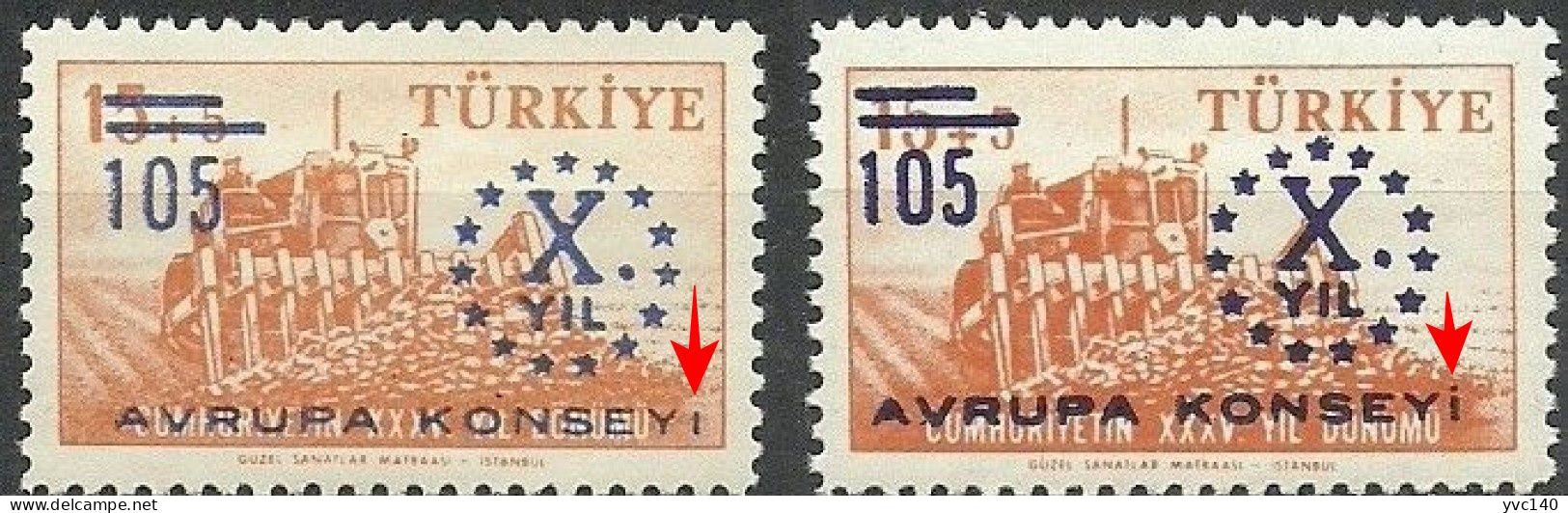 Turkey; 1959 10th Anniv. Of The Council Of Europe ERROR "Missing Dot" - Unused Stamps