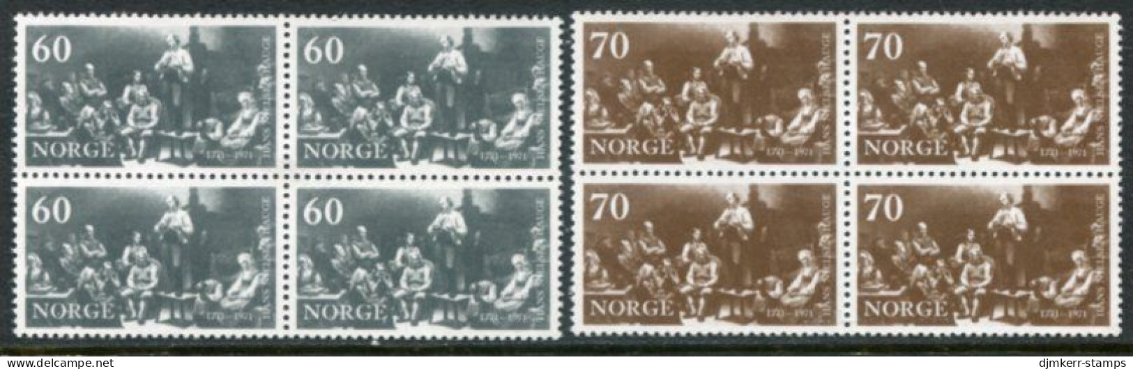 NORWAY 1971 Hauge Bicentenary Blocks Of 4 MNH / **.  Michel 625-26 - Ungebraucht