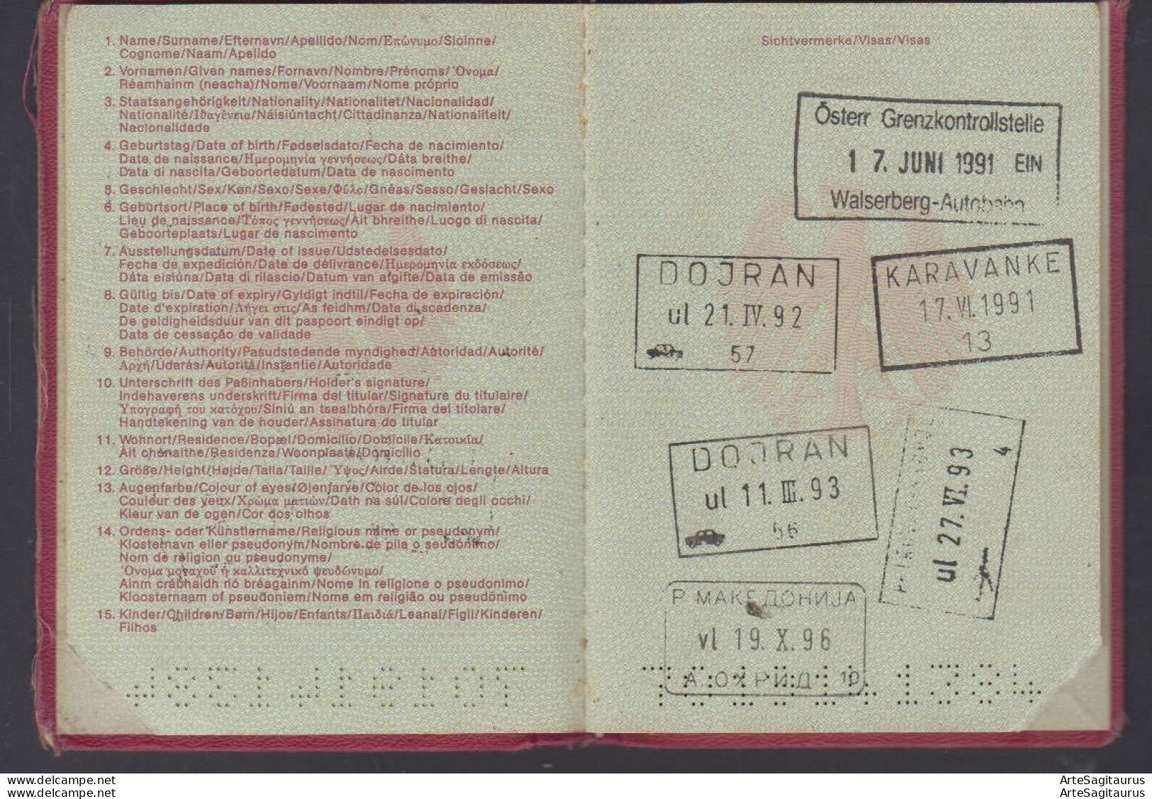 GERMANY, EU, PASSPORT, Yugoslavia, Austria, Macedonia + - Historical Documents