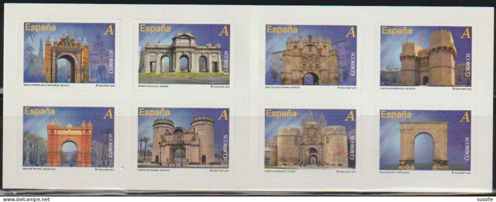 España 2012 Edifil 4681/8 Sellos ** Carnet Arcos Y Puertas Monumentales Macarena Sevilla, Alcala Madrid, Arco Del Triunf - Neufs