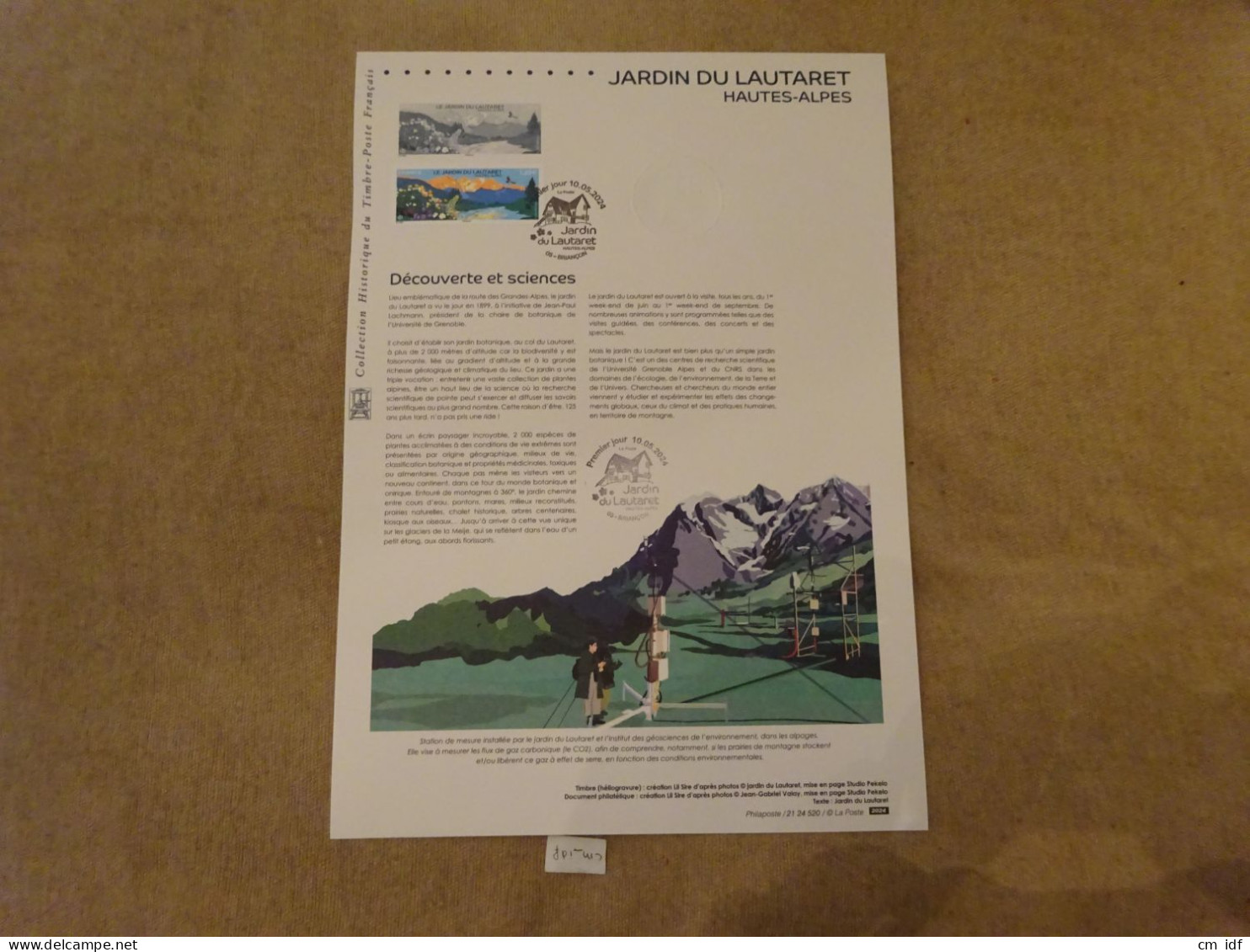 2024 DOCUMENT 1,29 EURO " JARDIN DU LAUTARET HAUTES ALPES "  OBLITÉRATION 1ER JOUR 10.05.2024 BRIANÇON (05) - Documenten Van De Post