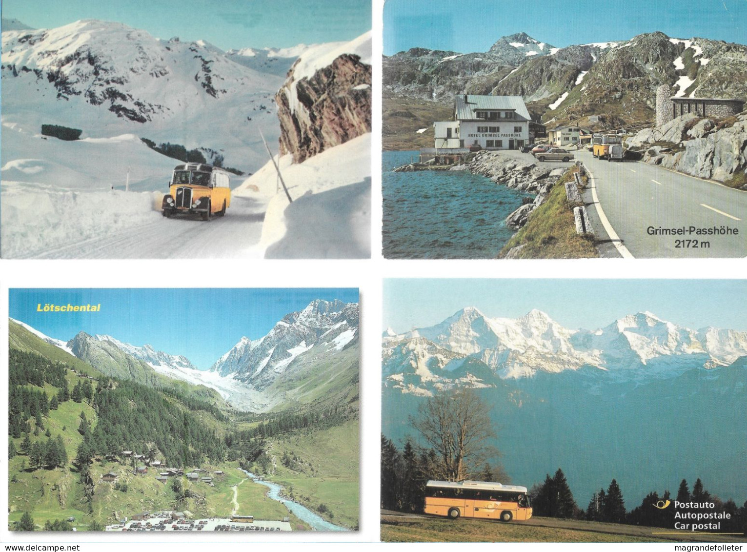 CPA CARTE POSTALE SUISSE 4 X POSTALAUTO AUTO PÖSTALE CAR POSTAL - Collezioni E Lotti