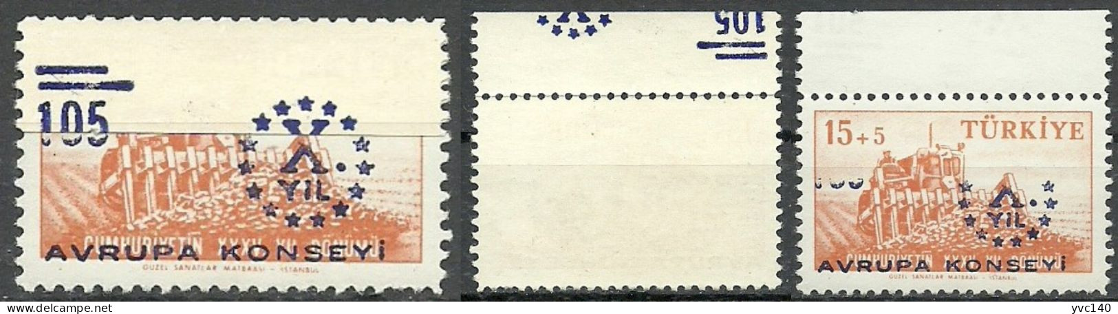 Turkey; 1959 10th Anniv. Of The Council Of Europe ERROR "Surcharge On Folded Paper" - Neufs